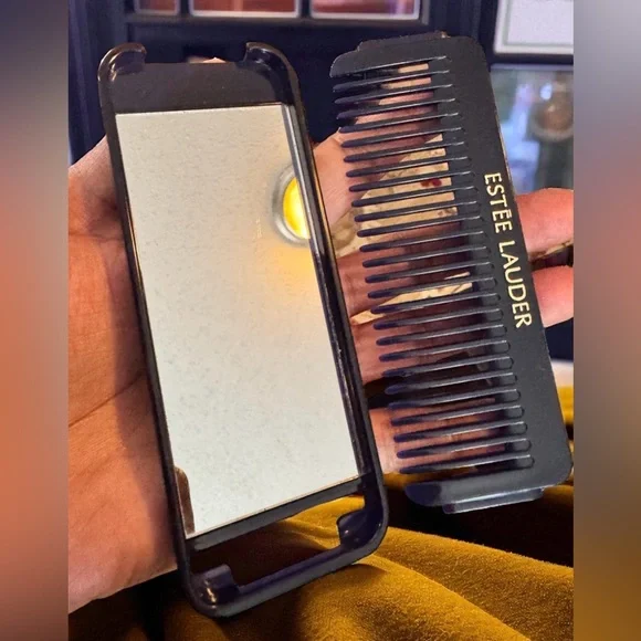Vintage ESTEE LAUDER Comb Mirror Set Travel Size 5” Purse Vacation Travel Mini - Picture 7 of 8